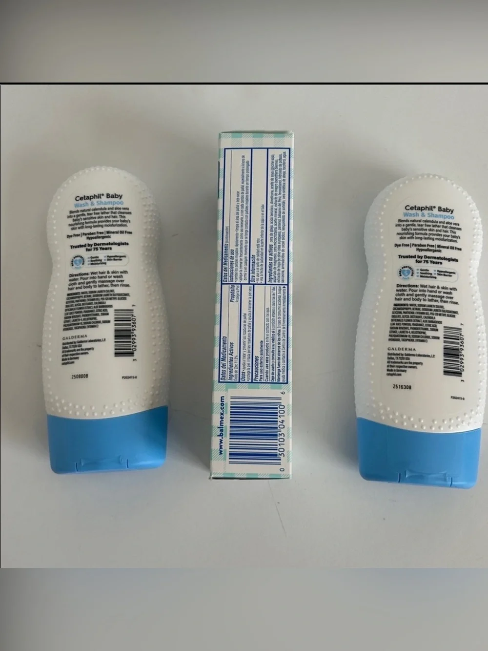 (1) Balmex Cream (2) Cetaphil Baby Wash & Shampoo Bundle Great Baby Shower Gift!